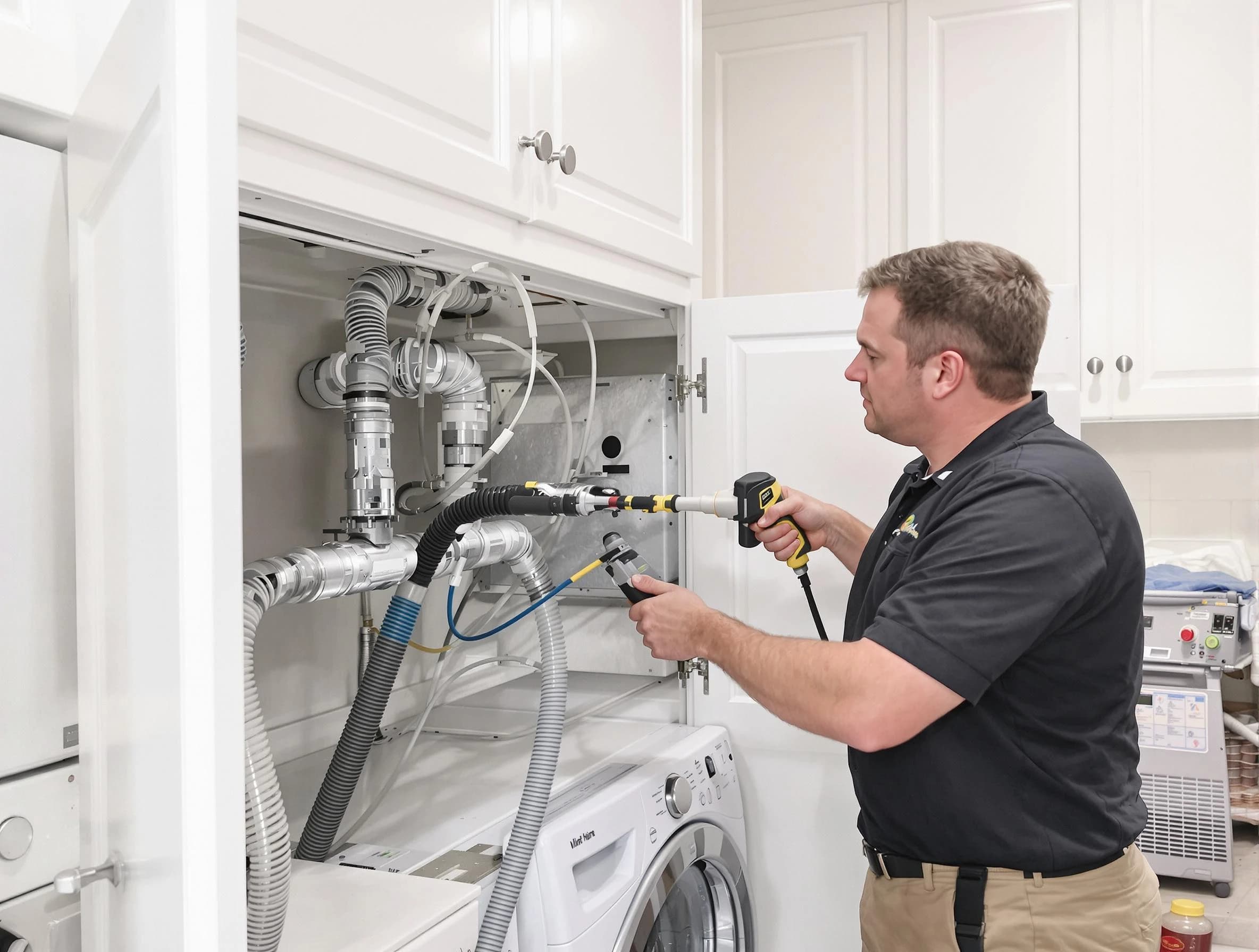 Spencer Dryer Vent Cleaning professional removing severe blockage from a clogged dryer vent in Spencer