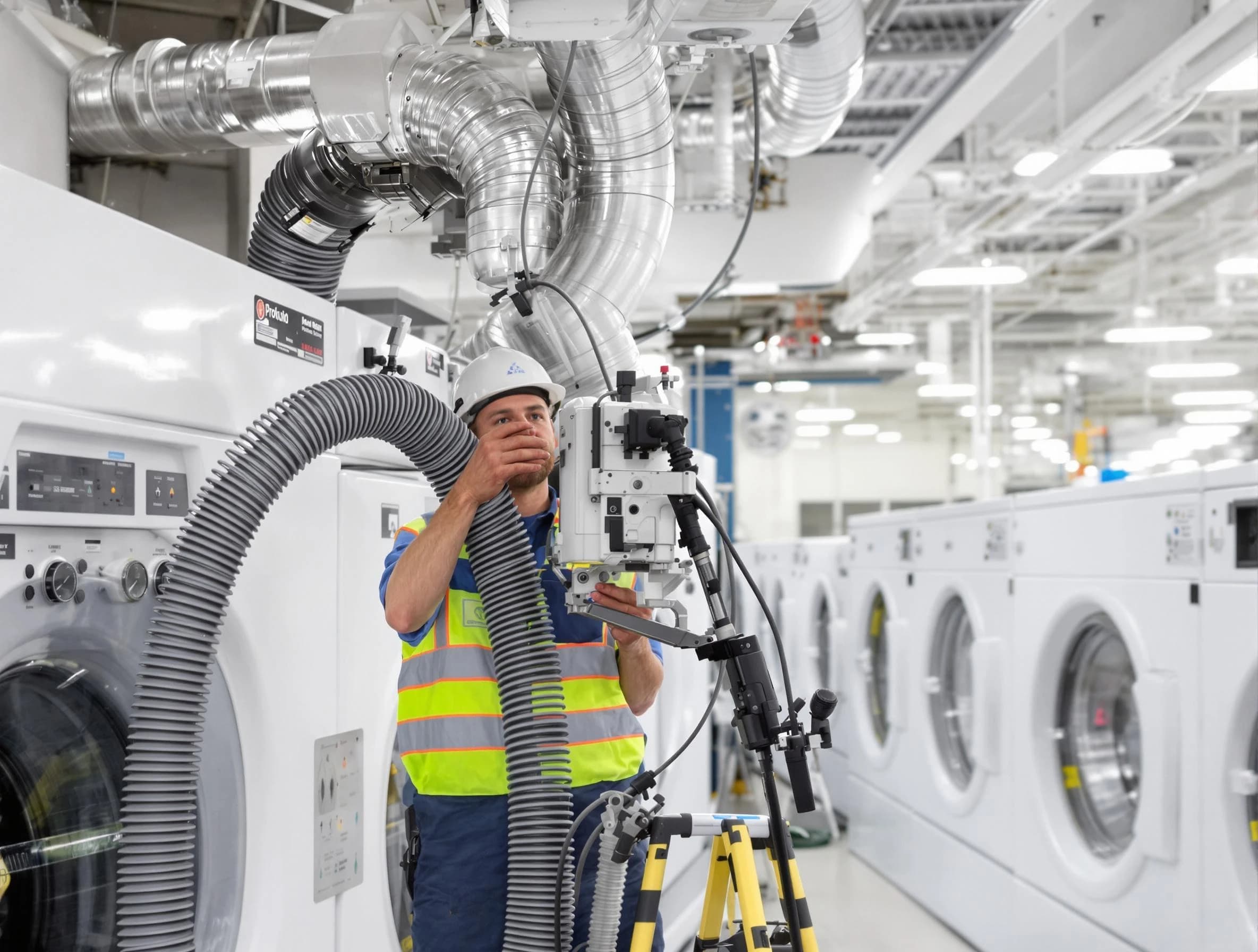 Spencer Dryer Vent Cleaning team performing commercial-grade dryer vent cleaning at a business facility in Spencer