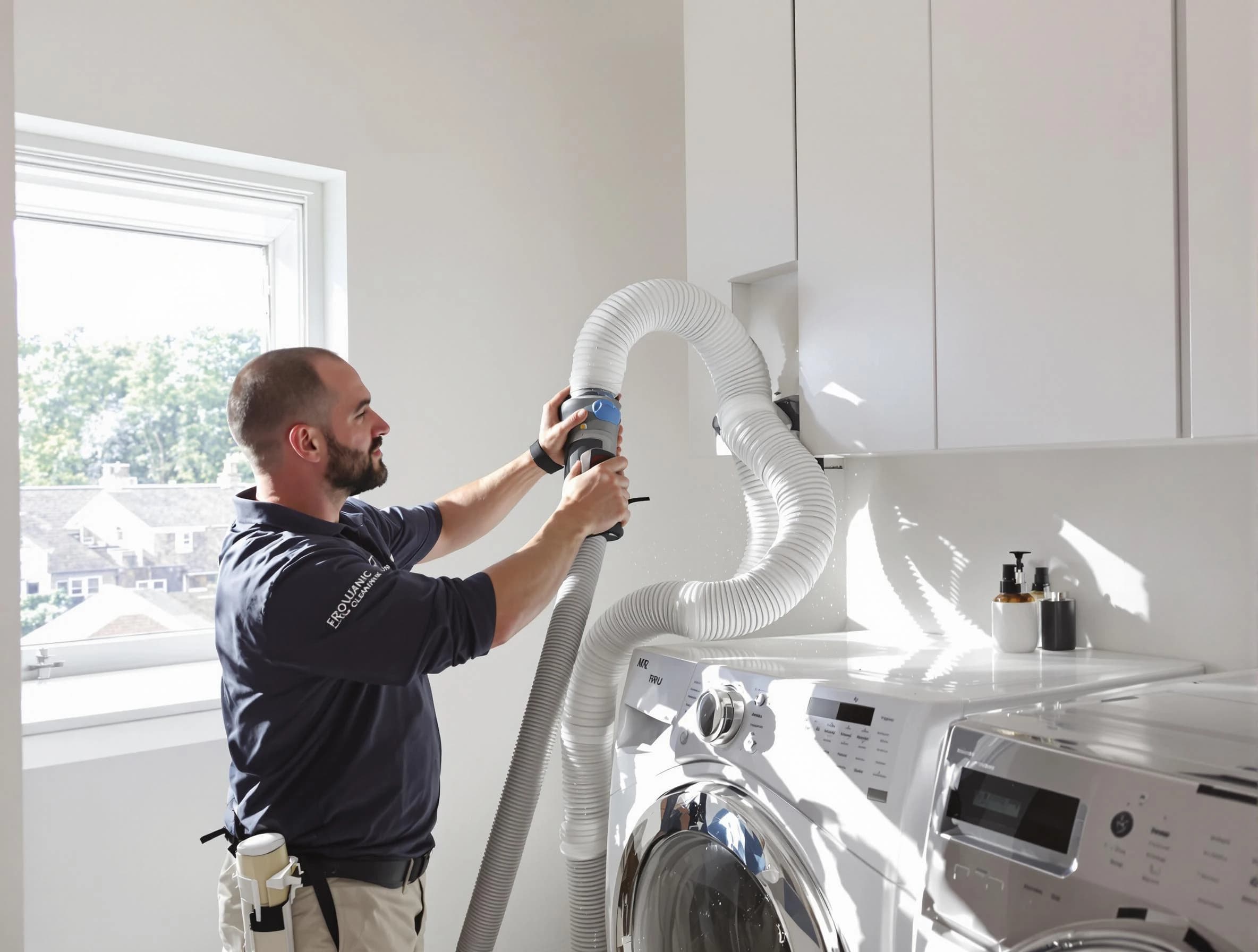 Certified Spencer Dryer Vent Cleaning technician performing dryer vent cleaning in Spencer