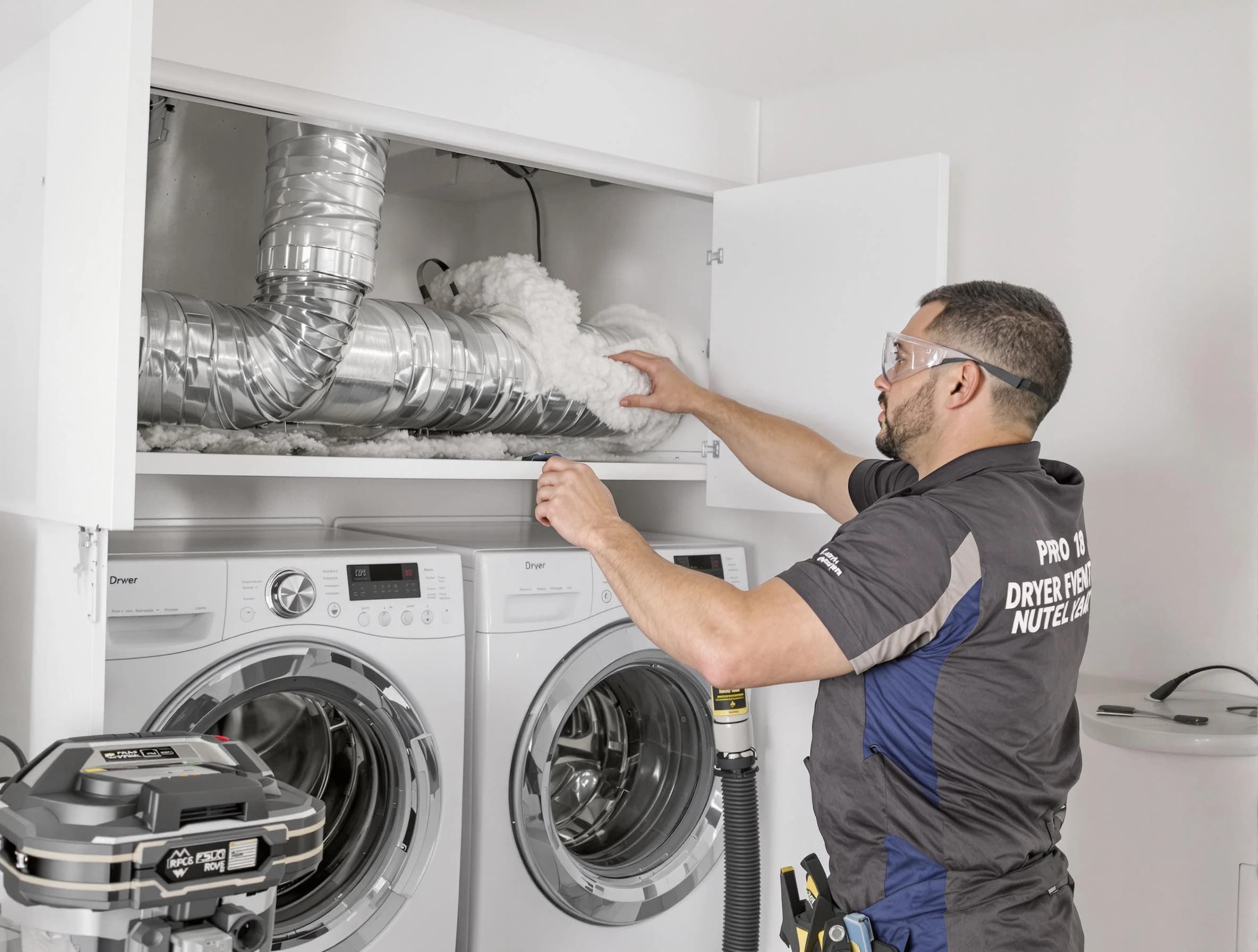 Spencer Dryer Vent Cleaning certified technician performing specialized gas dryer vent cleaning in Spencer