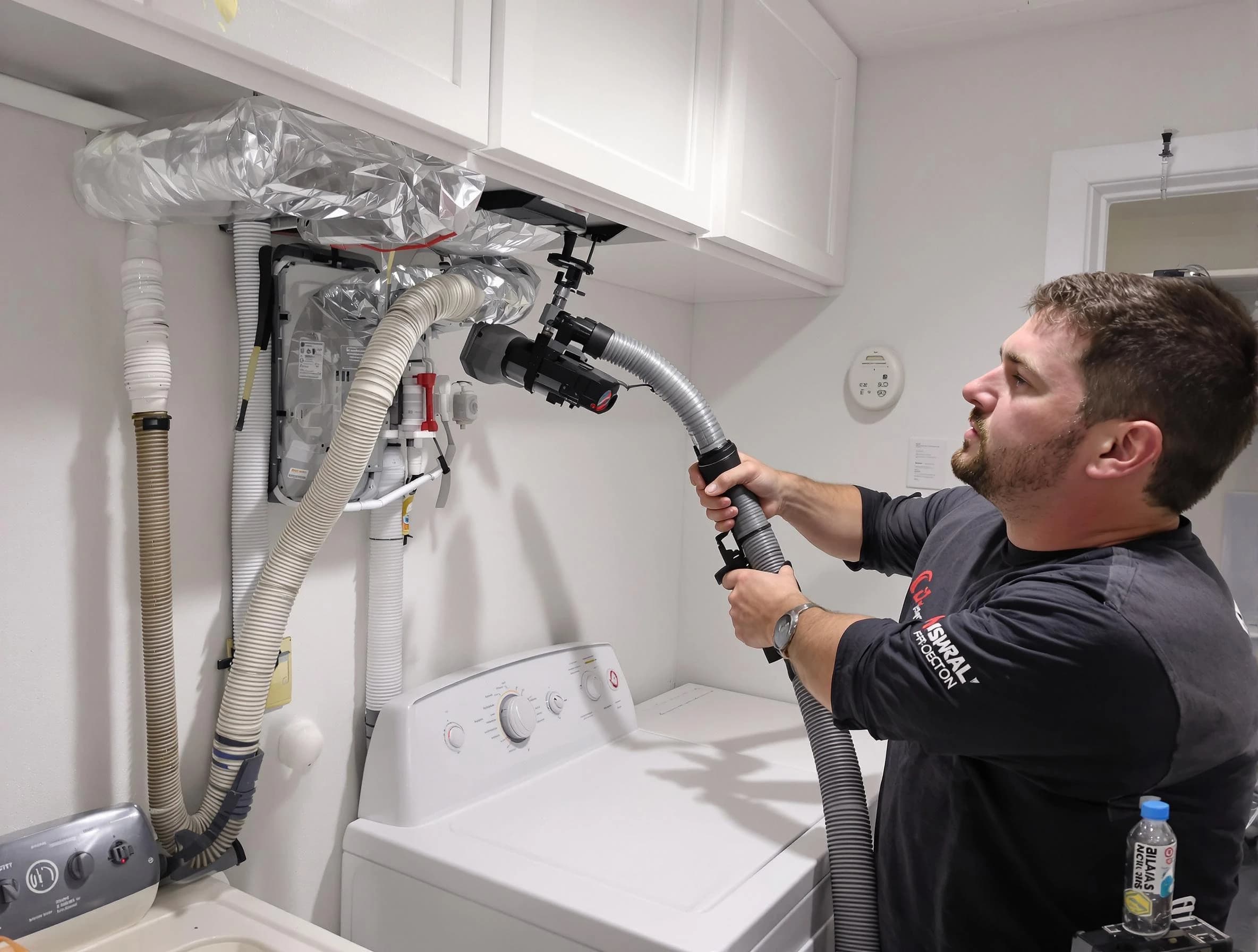 Spencer Dryer Vent Cleaning certified technician performing safety-focused gas dryer vent cleaning in Spencer