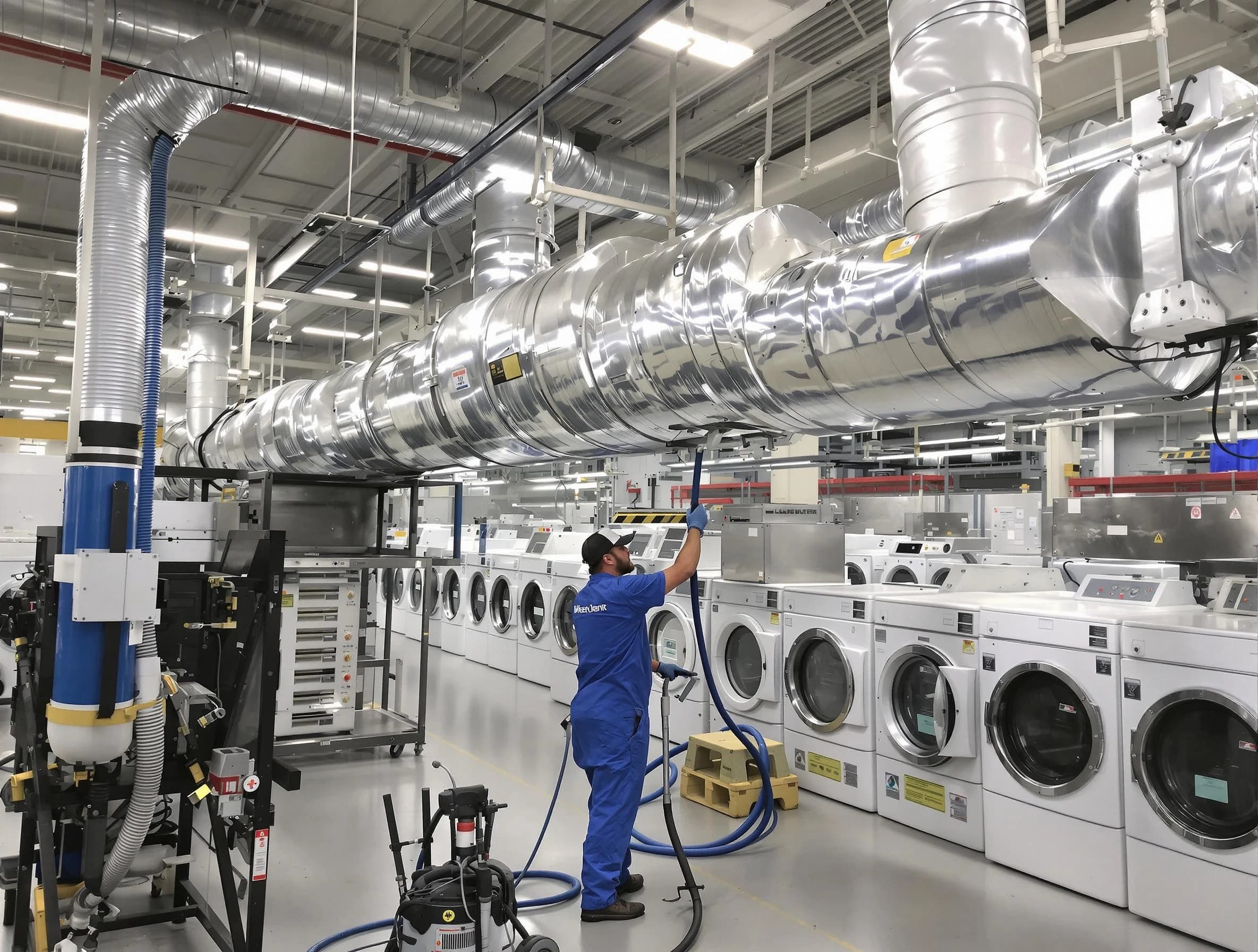 Spencer Dryer Vent Cleaning team performing heavy-duty industrial dryer vent cleaning in Spencer